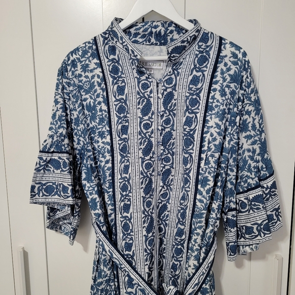 Anthropologie Sue Sartor Palladio Kaftan Blue Maxi Dress - Picture 9 of 10